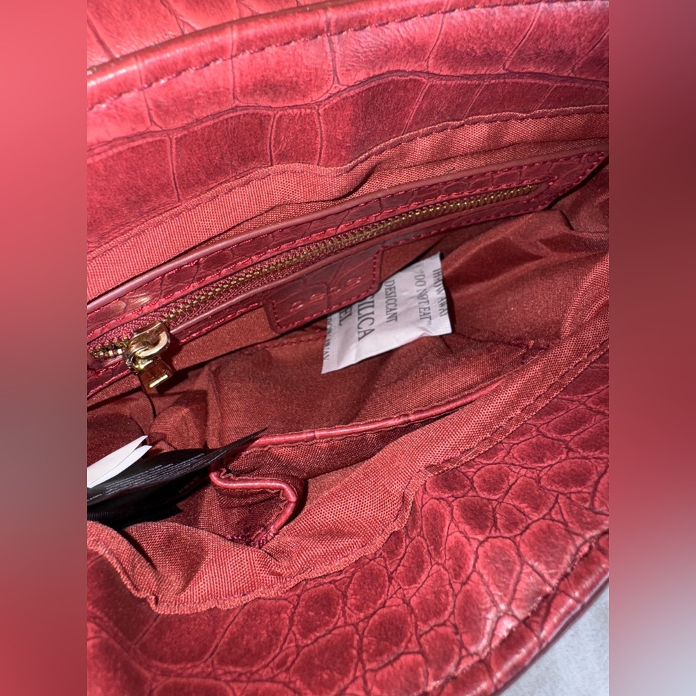 ‼️Sold‼️ Michelle Mini Saddle Red Croc-Embossed Chain Shoulder Bag-New With Tags - Picture 11 of 16